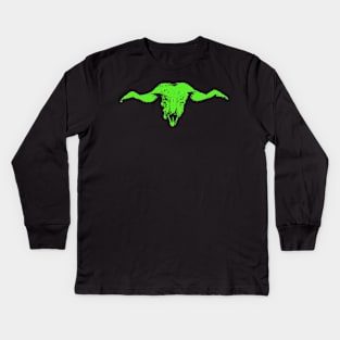 Aries Skull Green Kids Long Sleeve T-Shirt